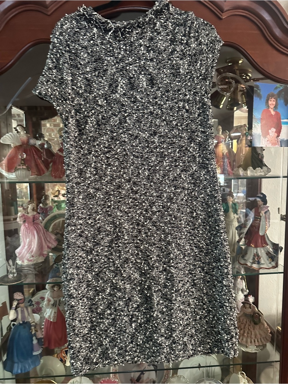Ann Taylor Black and White Tweed Mini Dress Sz L - Picture 2 of 5